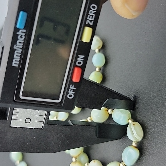 Natural Peru Blue Opal Gems 6 to 8mm Smooth Nugget Beads 17" Silver Necklace - Picture 9 of 11